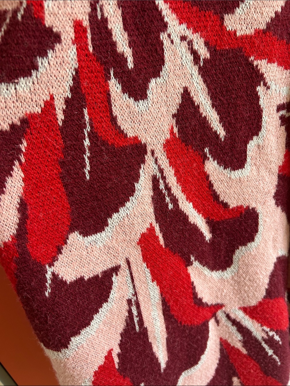 Farm Rio Flower Knit Pink and Red Patterned Mini Sweater Dress Size M - Picture 6 of 7